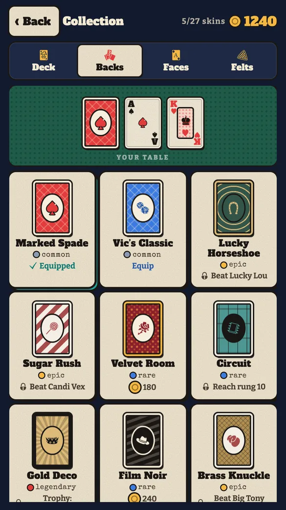 Tahúr screenshot: card backs